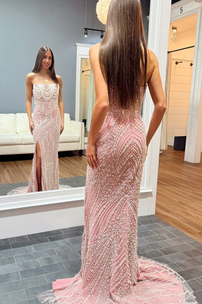 Gorgeous Mermaid Strapless Luxurious Sequins Prom Dress with Beading AB26012907
