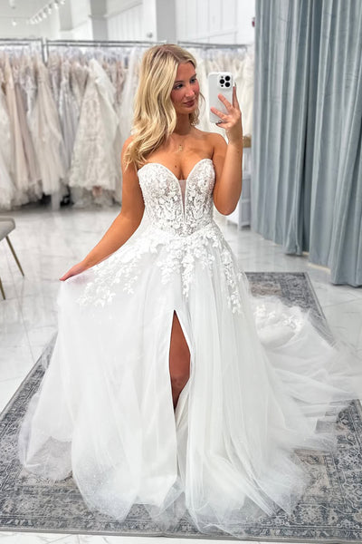 Sweetheart A Line Tulle Wedding Dress with Appliques AB25102910