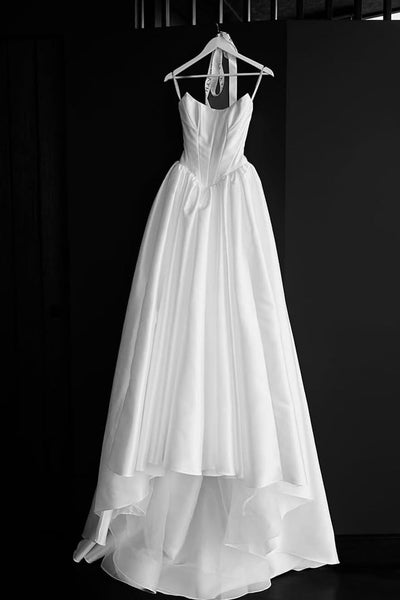 Ball Gown Scoop Neck Heavy Satin Wedding Dress with Pockets AB05060204
