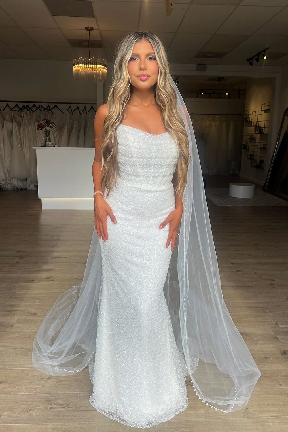 Charming Luxurious Sequins Sweetheart Bridal Dresses AB24102903