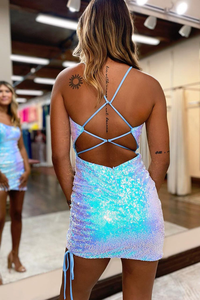 Sparkly Bodycon Scoop Neck Sequins Short Homecoming Dresses AB091902 Anniebride Sparkly Bodycon Scoop Neck Sequins Short Homecoming Dresses AB091902 Anniebride