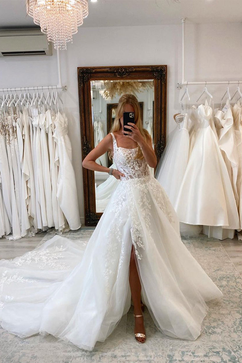 Elegant Ball Gwon Scoop Neck Orange Long Wedding Dresses with Appliques AB120303