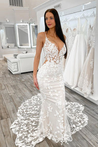 Charming Mermaid Sweetheart Lace Long Wedding Dresses AB121303