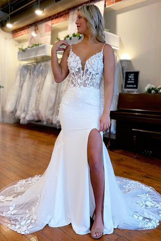 Charming Mermaid Sweetheart Neck Lace Wedding Dresses AB122405