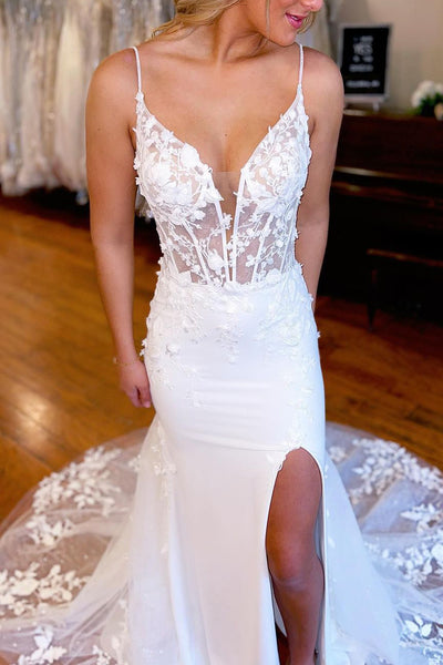 Charming Mermaid Sweetheart Neck Lace Wedding Dresses AB122405