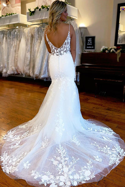 Charming Mermaid Sweetheart Neck Lace Wedding Dresses AB122405