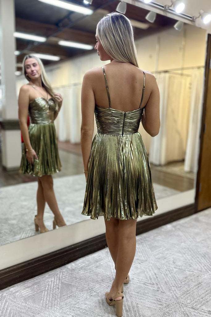 Cute A Line Royal Blue Straps Metallic Homecoming Dresses AB24082308   Anniebride