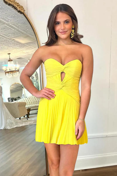 Cute A Line Sweetheart Pink Pleated Chiffon Short Homecoimg Dresses AB24083105-3