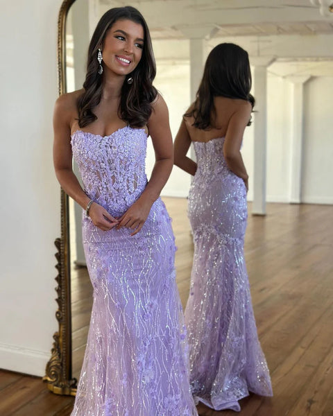 Fashion Ball Gown Off the Shoulder Light Blue Tiered Prom Dresses with Slit AB24091302-2