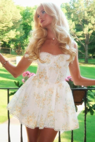Gorgeous A-Line Print Strapless Sleeveless Short Homecoming Dress