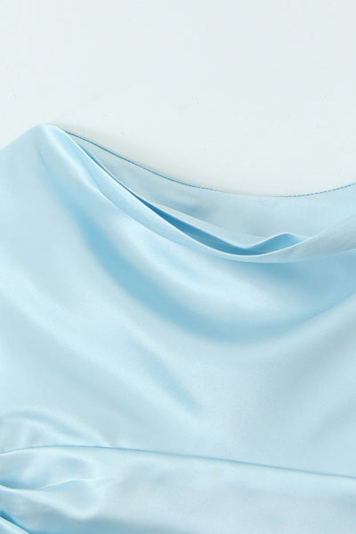 Cute Strapless Light Blue Ruched Tight Short Homecoming Dress
