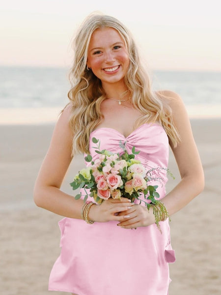 Strapless Twist Short Homecoming Dress with Keyhole