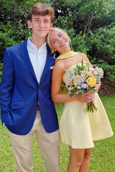 Yellow A-Line Strapless Pleats Satin Short Homecoming Dress