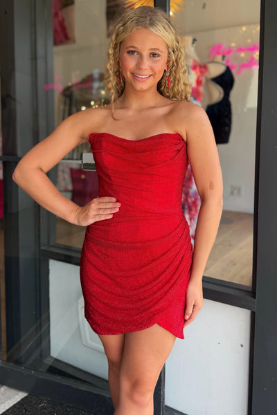 Sparkly Scoop Neck Red Sequins Short Homecoming Dress AB26073004