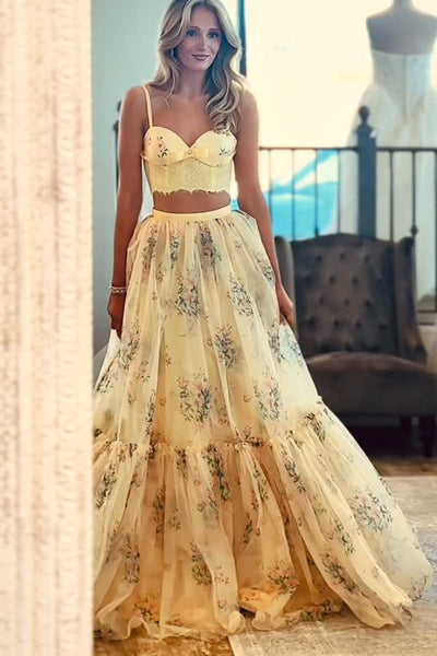 A Line Sweetheart Light Blue Floral Tulle Prom Dress AB021511