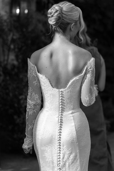 Elegant Mermaid Off the Shoulder Lace Wedding Dress AB26031306