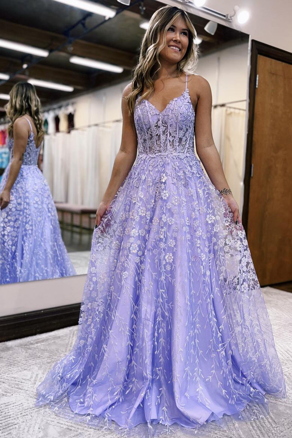 Lavender Lace Prom Dress La Femme Dress 32288 Lavender Gray Lavender Lace Prom Dress La Femme Dress 32288 Lavender Gray