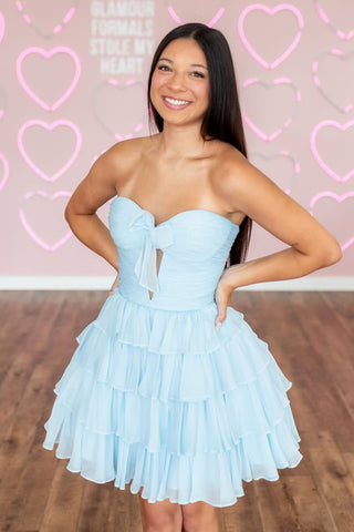 Cute A Line Sweetheart Keyhole Light Blue Chiffon Short Homecoming Dress AB25101004