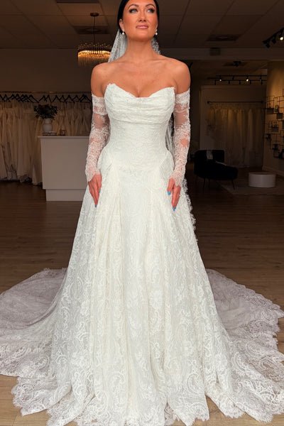 Luxurious A Line Sweetheart Lace Wedding Dress AB26070708