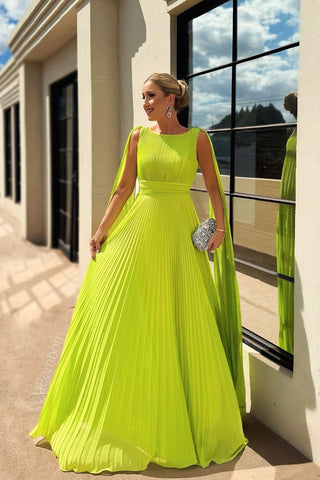 A Line Chiffon Boat Neck Long Prom Dresses Evening Dresses AB24102211