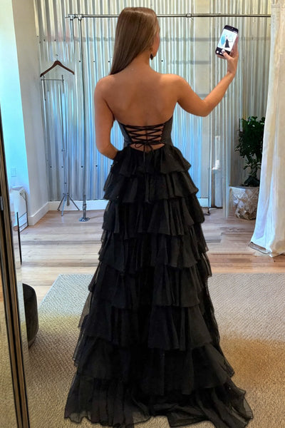 Gorgeous Sweetheart A Line Chiffon Ruffled Prom Dresses With Cutout