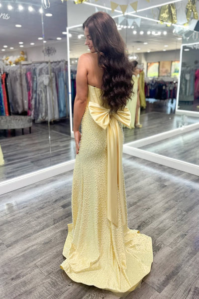 Sparkly Mermaid Sweetheart Daffodil Peals Prom Dress with Slit AB26040509