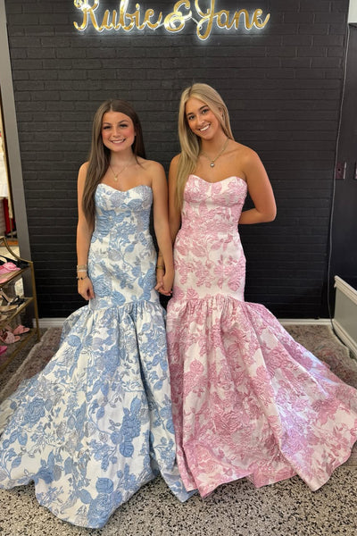 Gorgeous Mermaid Sweetheart Jacquard Satin Prom Dress AB25101405