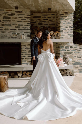 Elegant Ball Gown Sweetheart Satin Long Bridal Dresses AB24102904