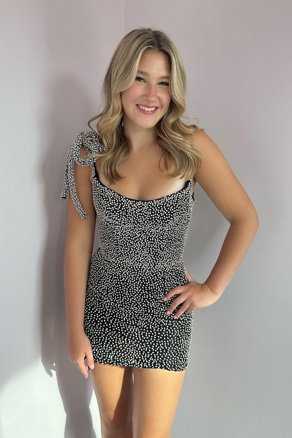 cute tight black homecoming dresses Glittery Little Black Homecoming Dresses Mini Cocktail Dresses Pageant SELINADRESS