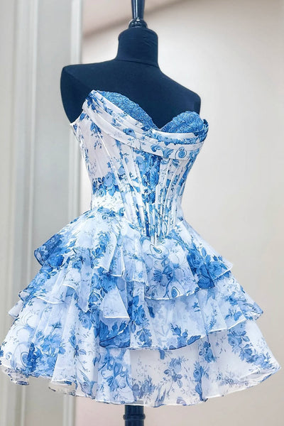 Cute A Line Sweetheart Floral Chiffon Homecoming Dress AB05060601