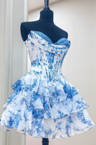 Cute A Line Sweetheart Floral Chiffon Homecoming Dress AB05060601