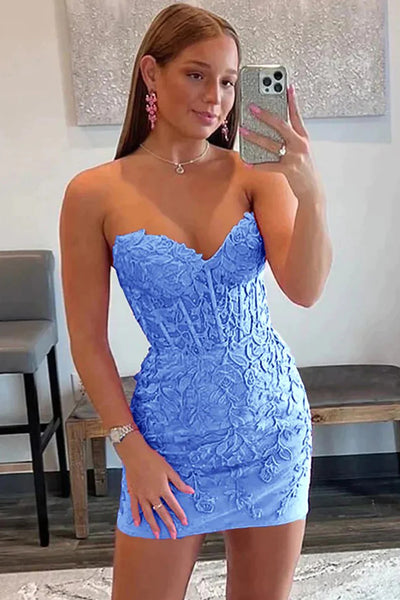 Cute Bodycon Sweetheart Hot Pink Lace Short Homecoming Dresses with Beaded AB062203