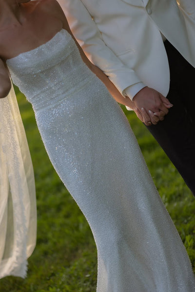 Romantic Mermaid Strapless Sequins Wedding Dress AB25092804