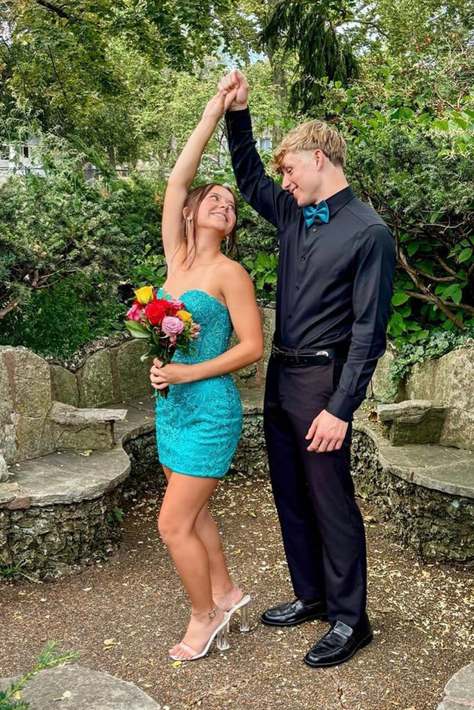 Cute Bodycon Sweetheart Teal Lace Short Homecoming Dresses AB24092607 Anniebride Cute Bodycon Sweetheart Teal Lace Short Homecoming Dresses AB24092607 Anniebride