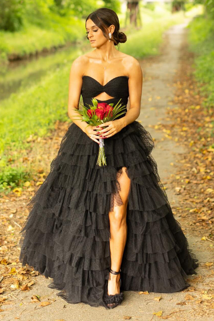 Fairy A Line V Neck Tulle Black Prom Dresses AB24102416 Anniebride Fairy A Line V Neck Tulle Black Prom Dresses AB24102416 Anniebride