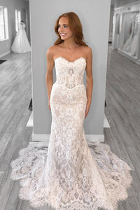 Elegant Mermaid Sweetheart Lace Bridal Dresses with Appliques
