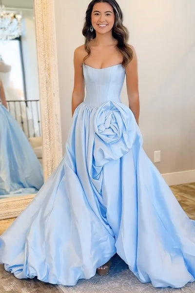 Cute A Line Scoop Neck Red Satin Prom Dress with Bow AB25111003