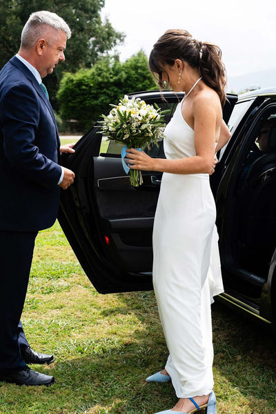 Simple Mermaid Straps Satin Wedding Dress AB25092907