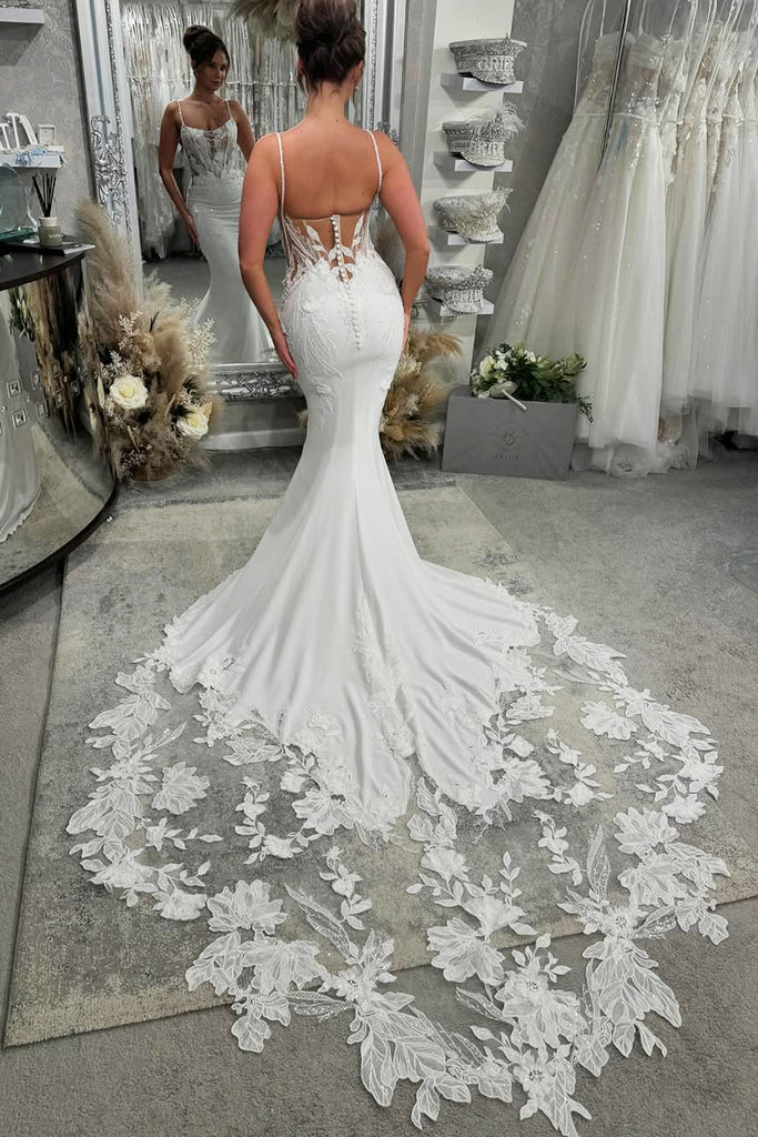 luxurious mermaid wedding dress Elegant Silver gorgeous mermaid wedding dresses with Beaded Crystals and Lace Appliques