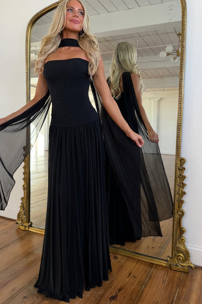 Cute Sheath Strapless Red Chiffon Long Prom Dress with Slit AB26012702