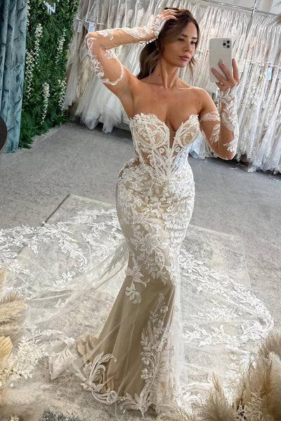 Stunning Mermaid Sweetheart Lace Wedding Dress with Appliques AB26022811