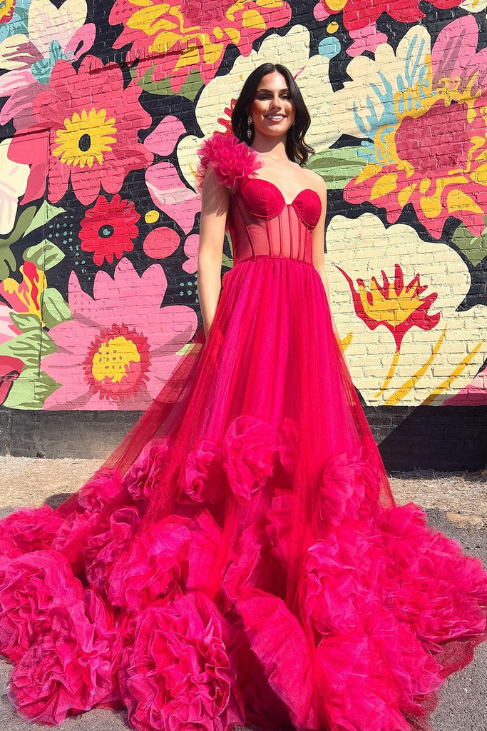 Fairy Ball Gown Sweetheart Red Tulle Prom Dresses AB24102806 Anniebride Fairy Ball Gown Sweetheart Red Tulle Prom Dresses AB24102806 Anniebride