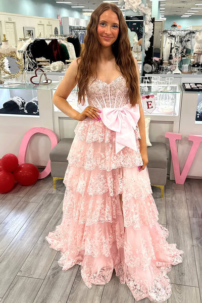 Cute A Line Sweetheart Blush Pink Tulle Long Prom Dress with Appliques AB25021203