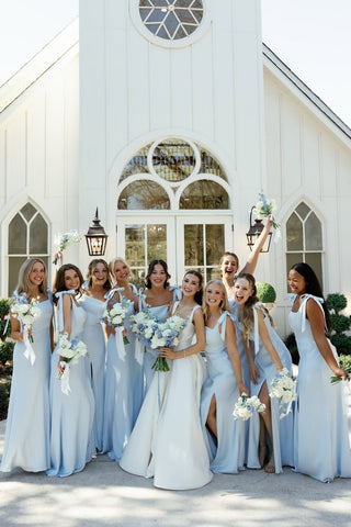 bridesmaid dresses for tall women Ever-Pretty High-Slit Chiffon Bridesmaid Dress with Long Sleeves and Waist Pleating main image 0