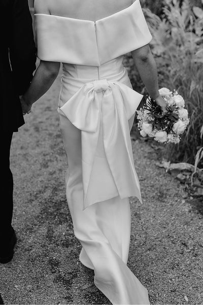 Elegant Fashion Mermaid Off the Shoulder Satin Long Wedding Dresses AB24101706