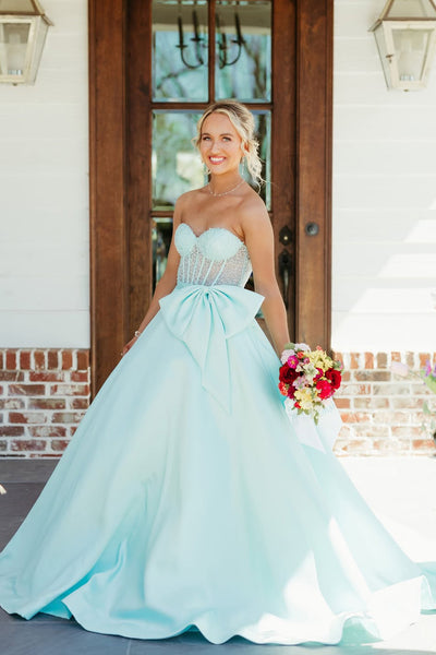 Cute A Line Sweetheart Mint Satin Prom Dress with Beading AB26040101