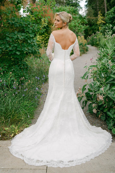 Elegant Mermaid Off the Shoulder Lace Wedding Dress AB26031306