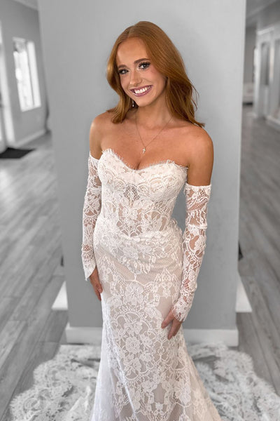 Elegant Mermaid Sweetheart Lace Bridal Dresses with Appliques