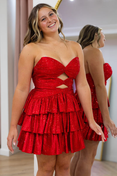 Sparkly A Line Sweetheart Red Hot Fix Homecoming Dress AB26073013
