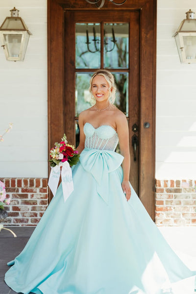 Cute A Line Sweetheart Mint Satin Prom Dress with Beading AB26040101